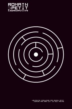 Poster N&B Labyrinthe circulaire par Romain Petit